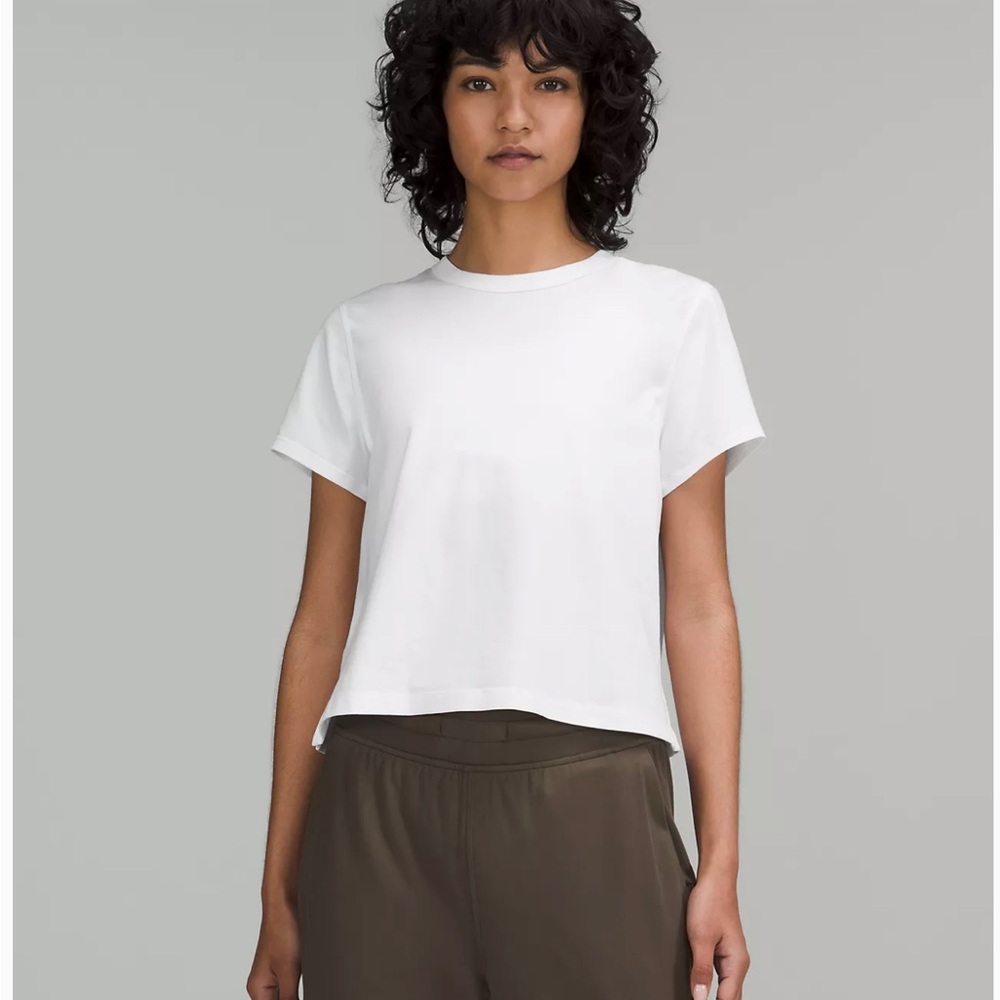 Salmon Distressed Lululemon Crop tee